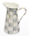 MACKENZIE-CHILDS STERLING CHECK ENAMEL PRACTICAL PITCHER, MEDIUM