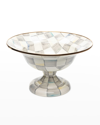 MACKENZIE-CHILDS STERLING CHECK ENAMEL COMPOTE BOWL, LARGE