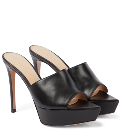 Gianvito Rossi Betty Point-toe Leather Mules In Black