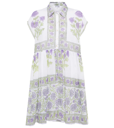 Juliet Dunn Floral Minidress In White Amethyst