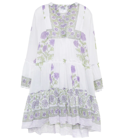 Juliet Dunn Kids' Floral Minidress In White Amethyst