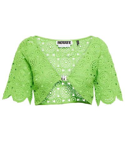 Rotate Birger Christensen Milandran Crochet Cotton-blend Shrug In Green Flash