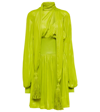 Bottega Veneta Tassel-detailed Chintzed Mini Dress In Acid Kiwi Look