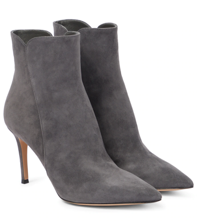 Gianvito Rossi Woman Ankle Boots Slate Blue Size 6.5 Soft Leather In Gray