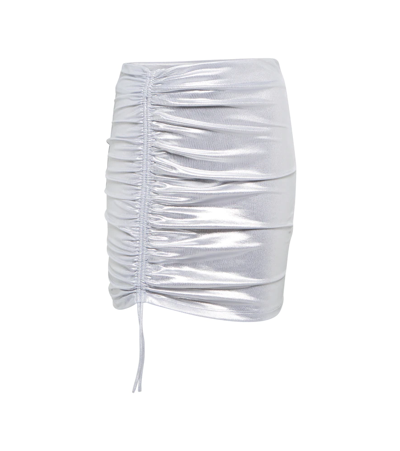 Rotate Birger Christensen Margarita Ruched Miniskirt In Silver