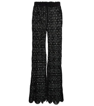 【Rotate】 Nola crochetコットンブレンドフレアパンツ Nola crochet cotton-blend flared pants in green - Rotate