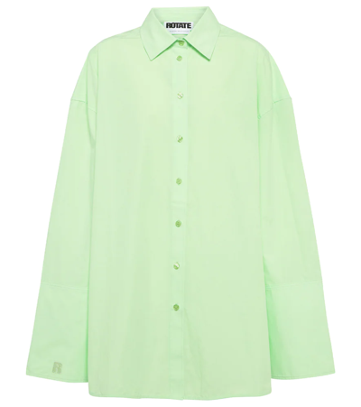 Rotate Birger Christensen Lipy Organic Cotton Poplin Shirt In Green