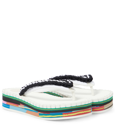 Chloé Lou Crochet Thong Sandals In White-black 1