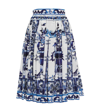 DOLCE & GABBANA PRINTED COTTON MIDI SKIRT