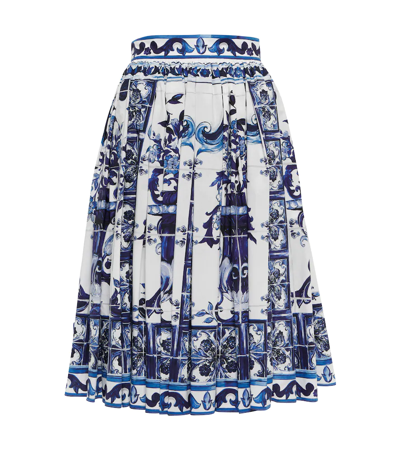 Dolce & Gabbana Majolica-print Pleated A-line Midi Skirt In Multicolor