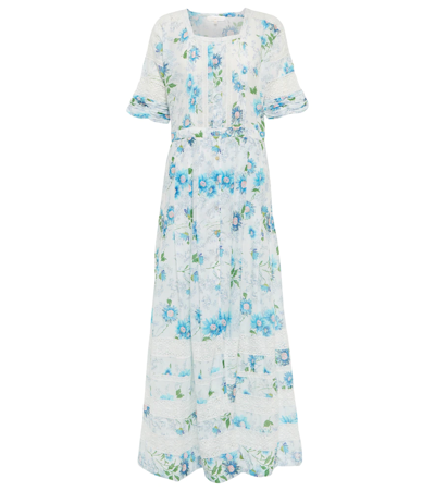 Loveshackfancy Edie Embroidered Floral-print Cotton Dress In White