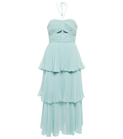 Maxi Dress Self Portrait Pleated Chiffon Midi Dress Lilac Chiffon Feather Midi  Dress