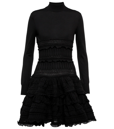 Alaïa Women's Crino Ruffle Skater Minidress In Noir