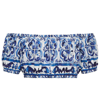 Dolce & Gabbana Off-the-shoulder Printed Popline Crop Top In Tris Maioliche F.bco