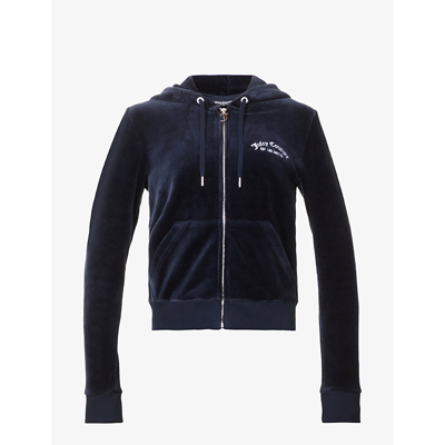 Juicy Couture Robertson Brand-embroidered Velour Hoody In Night Sky 131