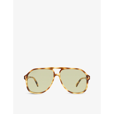 Gucci Gg1042s Aviator-frame Acetate Sunglasses In Brown