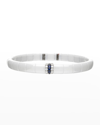 Roberto Demeglio White Gold And White Ceramic Pura Stretch Bracelet With Diamonds And Blue Sapphires In White Gold