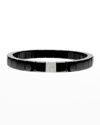 ROBERTO DEMEGLIO WHITE GOLD AND BLACK CERAMIC SCACCO STRETCH BRACELET WITH ONE DIAMOND SECTION