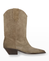 Isabel Marant Mid-height Suede Western Boots With Pointed Toe And Block Heel In 50ta Taupe