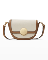 Oryany Lottie Saddle Canvas Crossbody Bag In Sand Brown