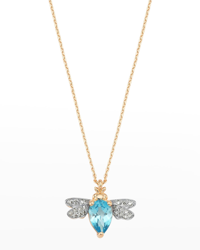 Beegoddess Diamond And Blue Topaz Bee Necklace
