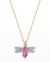 BEEGODDESS DIAMOND AND PINK SAPPHIRE BEE NECKLACE