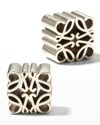 Loewe Silver Tone Anagram Cube Stud Earrings In Rhodium