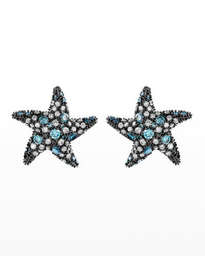 Beegoddess Starfish Blue And White Diamond Earrings