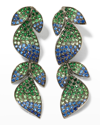 ALEXANDER LAUT TSAVORITE AND SAPPHIRE LEAF EARRINGS