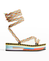 Chloé Lou Braided Recycled Cotton-blend Platform Sandals In Multicolor 1