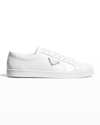 Prada Men's Allaciate Spazzolato Rois 1 Low-top Leather Sneakers In Bianco