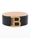 Balmain Black Smooth Calfskin B-belt Belt In Noir