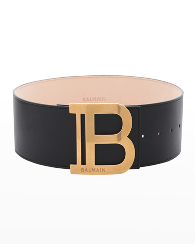 BALMAIN B LOGO CALFSKIN BUCKLE BELT