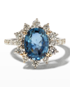 ALEXANDER LAUT WHITE GOLD OVAL BLUE SAPPHIRE AND ROUND DIAMOND RING