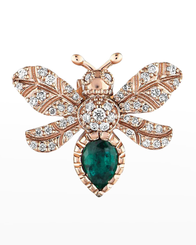 Beegoddess Diamond And Emerald Bee Earring, Single