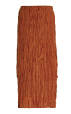 Totême Crinkled Silk Midi Skirt Bloody Mary In Orange,neutral
