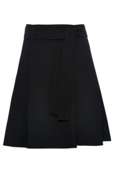 Hugo A-line Skirt With Tie-up Belt In Black