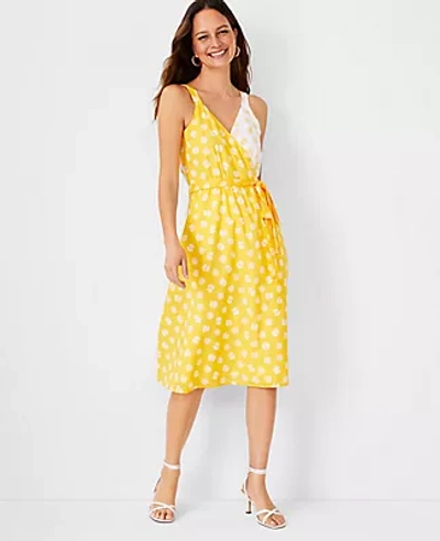 Ann Taylor Petite Seashell Wrap Midi Dress In Solarium Sun