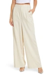 Open Edit Wide Leg Linen Blend Pants In Beige Oatmeal