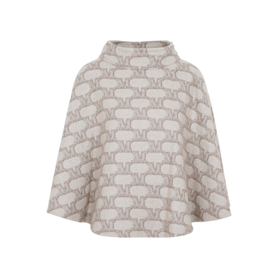 Max Mara Dorina All-over Logo Printed Cape In Nude &amp; Neutrals