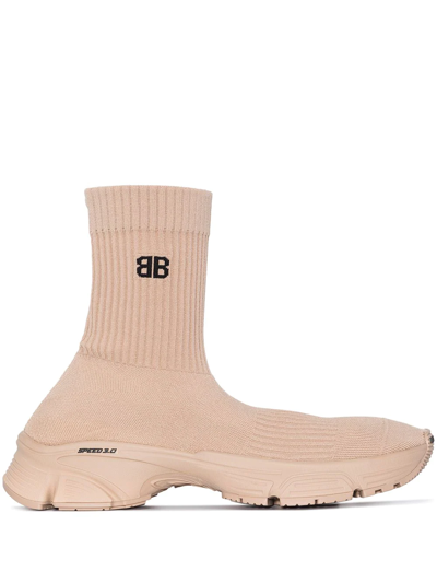 Balenciaga Beige Speed Sock Sneakers In Neutrals ModeSens