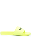 Balenciaga Rubber Contrast Logo Pool Sandals In Yellow