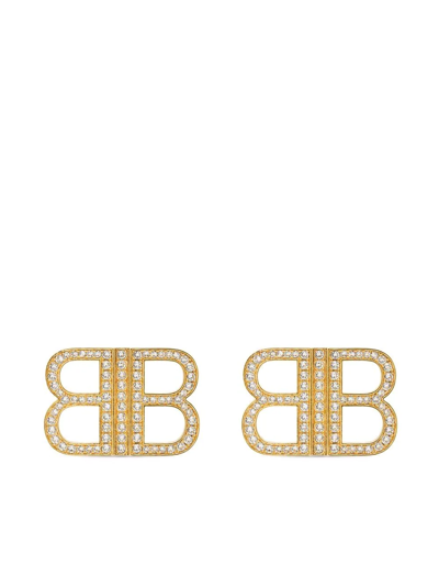 Balenciaga Bb 2.0 Logo Earrings In Gold