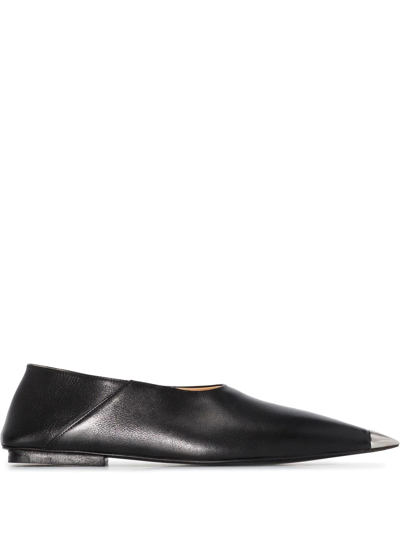 Marsèll Pointed-toe Leather Ballerina Flats In Black