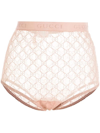 Gucci Gg-embroidered Briefs In Pink
