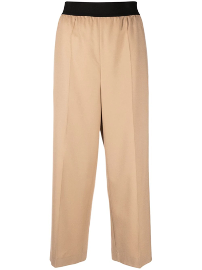 Stella Mccartney Wide-legged Cropped Trousers In Neutrals