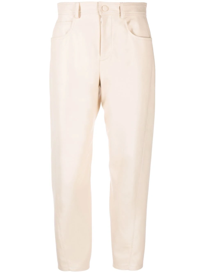 Stella Mccartney Straight Leg Faux Leather Trousers In Neutrals