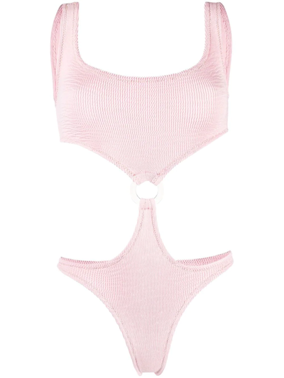 Reina Olga Cut-detail Fitted Swimsuit In Pink