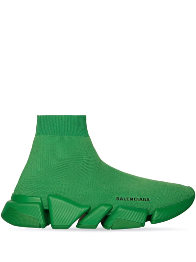Balenciaga Speed 2.0 Recycled-knit Sneakers In Green
