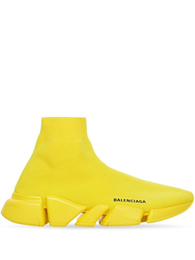 Balenciaga Speed 2.0 Recycled-knit Sneakers In Yellow